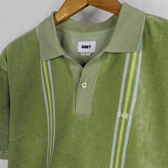 OBEY Stefano Short Sleeve Velour Polo NWT Sz M - Picture 4 of 13